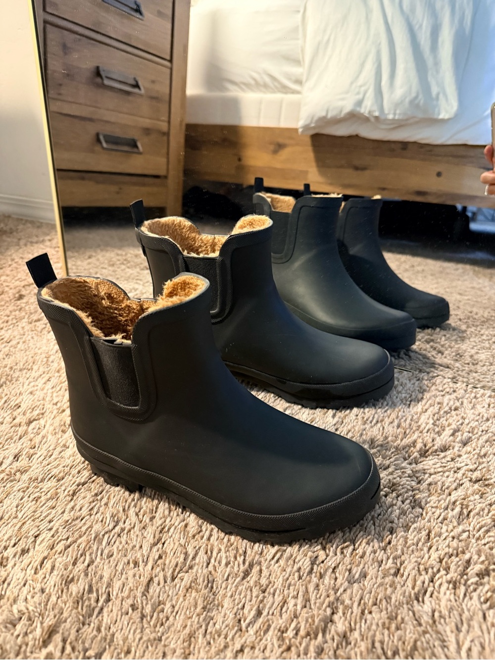 Chooka Black Fleece-Lined Rain Boots